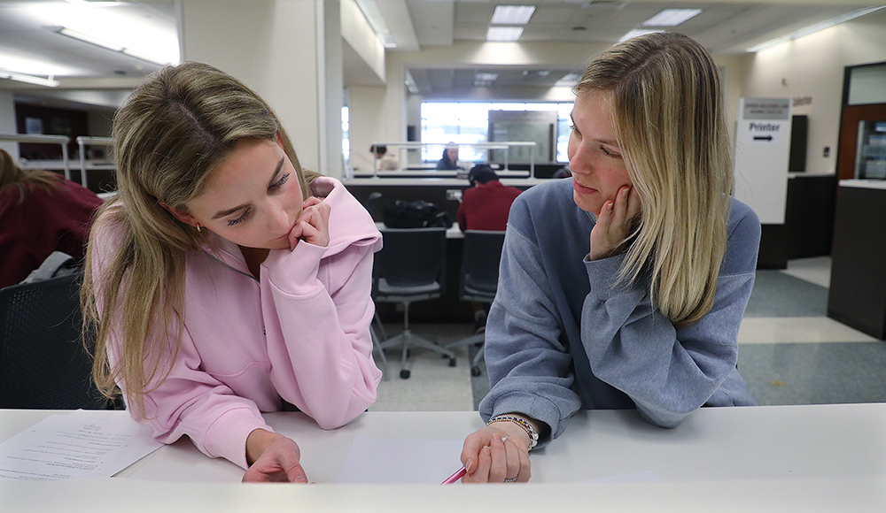 Two students studying together